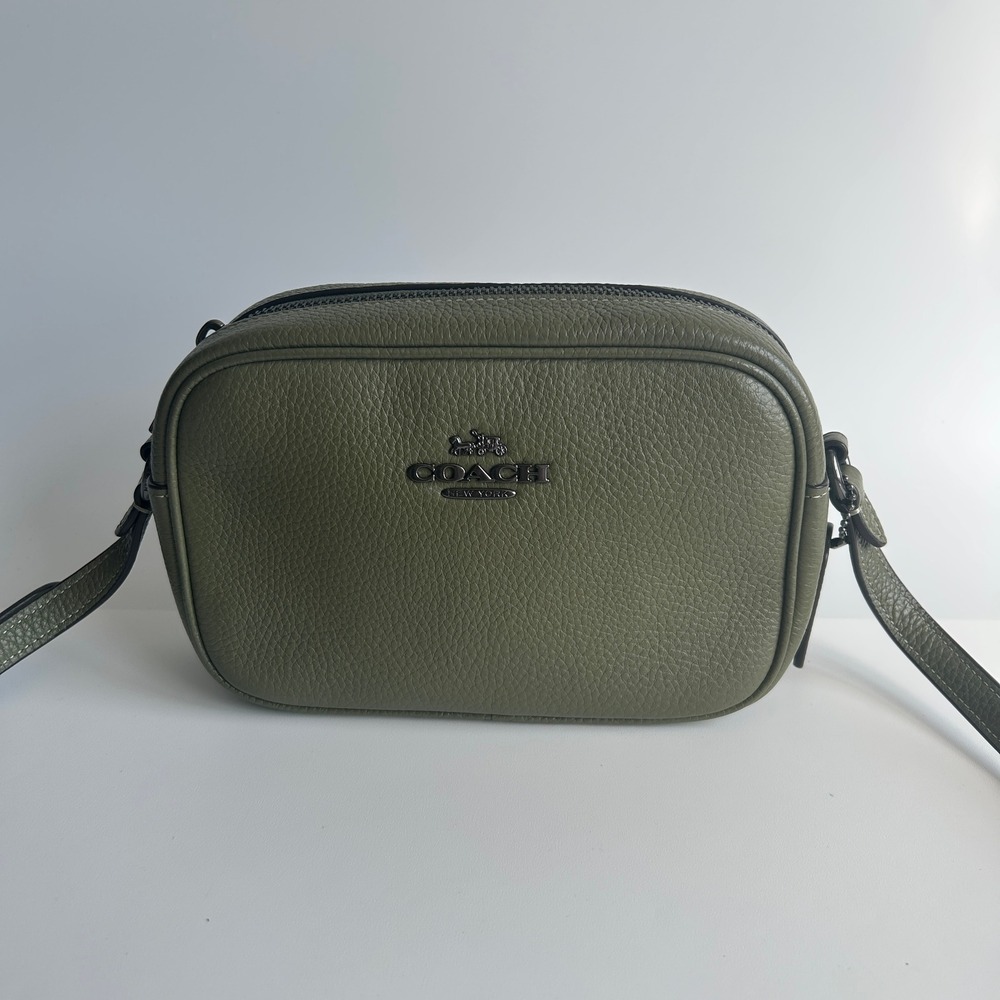 Coach Mini Jamie Camera Bag Olive Green Pebbled Leather Crossbody CQ875